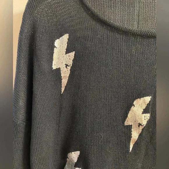 Wooden Ships sweater pullover crewneck black lightening bolt Small - Picture 2 of 7